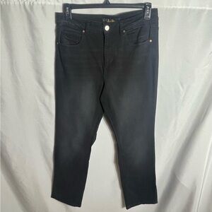 Indigo Rein Black High Rise Slim Jeans 15W31 L31 Raw Hem Stretch Tapered Women's